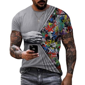 T-SHIRT MĘSKI KOSZULKA 3D WZÓR RĘKA 2XL