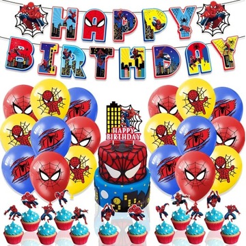 Spiderman Marvel Zestaw Urodzinowy Balony Baner Topper 64006193