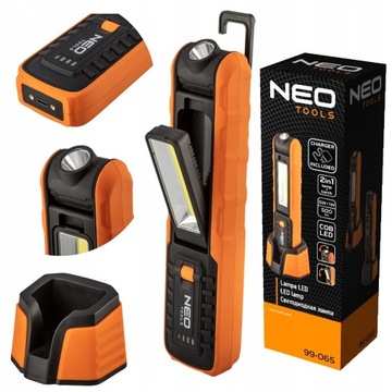 СВЕТИЛЬНИК NEO ДЛЯ МАСТЕРСКОЙ 500 лм COB аккумулятор + цоколь + зарядное устройство