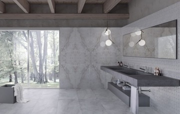 НАПОЛЬНАЯ ПЛИТКА ДЛЯ ВАННОЙ КОМНАТЫ GRESS МРАМОР SYBIL СВЕТЛО-СЕРАЯ 60X120 MAT