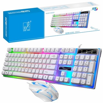 ZESTAW KLAWIATURA GAMINGOWA MYSZ PODŚWIETLANA RGB