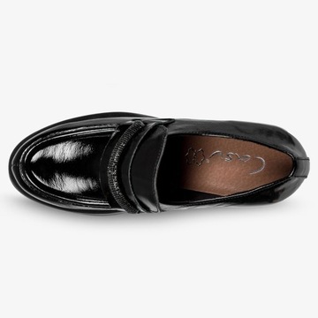 MOKASYNY PÓŁBUTY DAMSKIE SKÓRZANE Z CYRKONIAMI 40