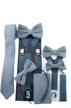 Szelki i mucha męskie WZORY DO WYBORU! GRAFITOWE