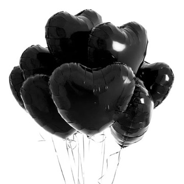 Balony foliowe serca czarne na walentynki- 10szt!!