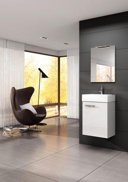 Миниатюрный гарнитур, белый шкаф, белый умывальник 45 см.