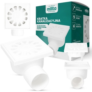 KRATKA ŚCIEKOWA 50 MM 10x10 CM ODPŁYWOWA ODPŁYW BRODZIKA PRYSZNICA BOCZNA