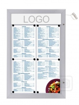 Gablota na menu z panelem na logo LED