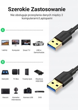 USB 3.0 A-A M-M AM-AM Super Speed ​​5 Гбит/с Кабель USB 3.1 1-го поколения 0,5 м, 50 см