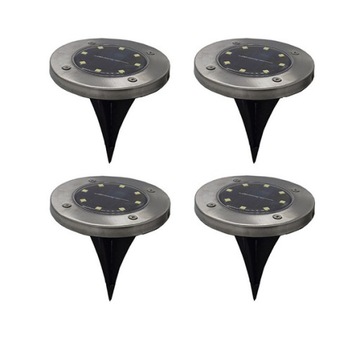 СОЛНЕЧНЫЕ САДОВЫЕ ЛАМПЫ, ПОДЪЕЗЖАЮЩАЯ ЗЕМЛЯ, 8LED, 4 ШТ. ХОЛОДНЫЙ БЕЛЫЙ