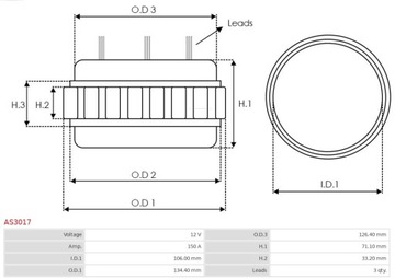 526 540 526 540 СТАТОР ГЕНЕРАТОРА/VALEO/NISSAN, OPEL