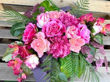 КАК ЖИТЬ! Большой букет головной убор искусственные цветы розы для кладбища могилы