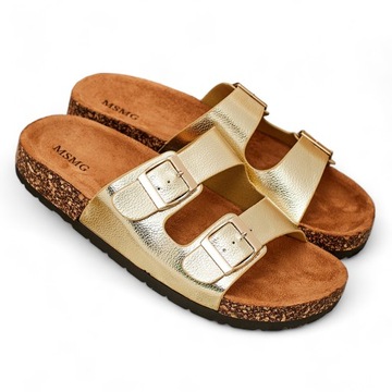 ZŁOTE KLAPKI NA PŁASKIEJ PODESZWIE DAMSKIE RILL 37