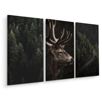 Obraz 3 Częściowy DRZEWA Jeleń Pejzaż 3D 60x40