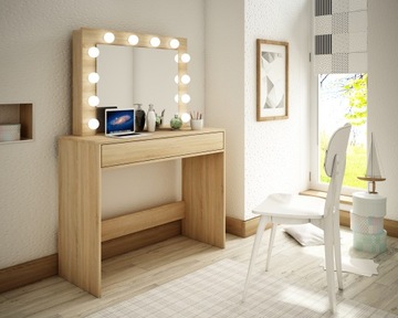 TOALETKA DO MAKIJAŻU OŚWIETLENIE LED LUSTRO SONOMA