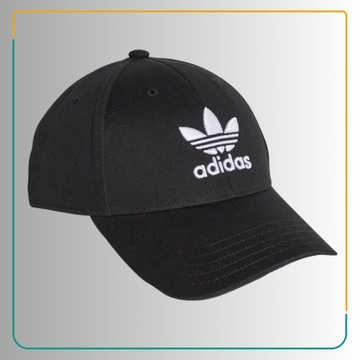 Czapka Z Daszkiem Bejsbolówka Męska Adidas Trefoil Czarna 100% Bawełna OSFL