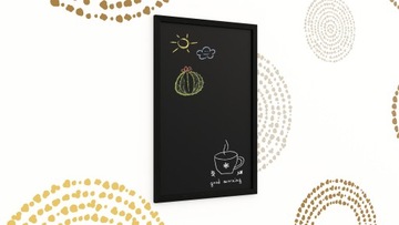 Доска меловая черная 60х40 см, деревянная рама, ЧЕРНЫЙ ЭКО