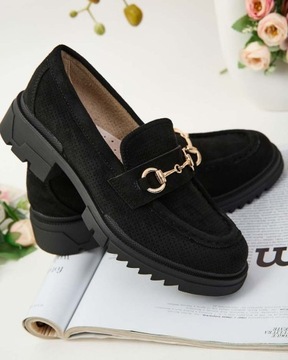 ЧЕРНЫЕ ЖЕНСКИЕ МОКАСИНЫ С ДЕКОРАЦИЕЙ IMERILLA 39