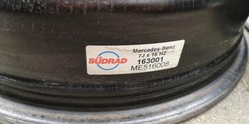 DISK OCELOVÝ SUDRAD MERCEDES C W202 W203 CLC CLK W208 W209 7.0" X 16" 5X112 ET 37