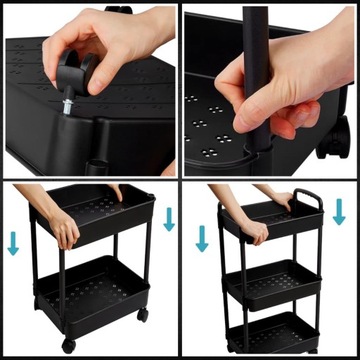 Кухонная тележка СТОЛ НА КОЛЕСАХ ТЕЛЕЖКА 3 УРОВНЯ С МОБИЛЬНЫМ ЗАМКОМ НА КОЛЕСАХ