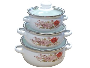 Набор ЭМАЛЬНЫХ кастрюль, индукционные, ENAMEL STEEL POTS 5150B