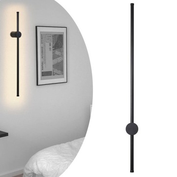 KINKIET LED NOWOCZESNA LINIOWA LAMPA ŚCIENNA OBRÓT O 90° 60CM CZARNA