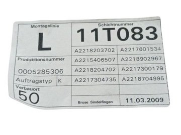 MECHANIZMUS OKNO LEVÝ ZADNÍ MERCEDES-BENZ TŘÍDA S V (2005-2013) W221