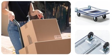 WÓZEK MAGAZYNOWY TRANSPORTOWY SKŁADANY PLATFORMOWY 300 KG MOCNY RĘCZNY
