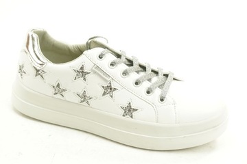 REFRESH sneakersy trampki białe w srebrne gwiazdki r. 38