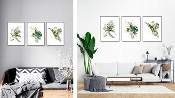 MONSTERA akwarela zestaw 3 plakaty 21x30 #98A