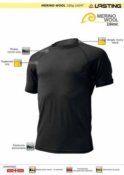 Koszulka męska t-shirt sportowy 100% merino L