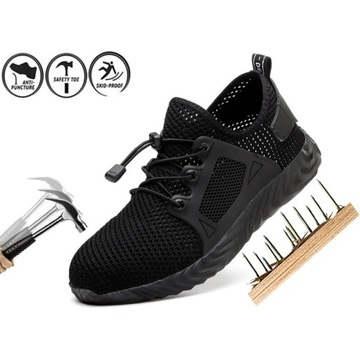 ODDYCHAJĄCE LEKKIE SPORTOWE ROBOCZE BUTY OCHRONNE BHP Z PODNOSKIEM