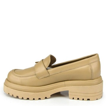 CARINII B7331 БАЛЕТНЫЕ ТУФЛИ МОКАСИНЫ, КОЖА БЕЖЕВЫЙ 40