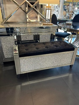 Ławka szklana/siedzisko z kryształkami Glamour 115