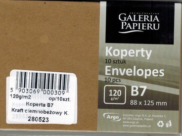 KOPERTA B7 KRAFT CIEMNOBEŻOWY 280523