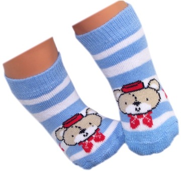 ТЕПЛЫЕ ДЕТСКИЕ НОСОЧКИ FROTTE - СИНИЕ МИШКИ 0м+