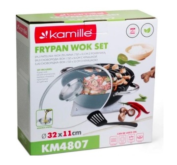 Чугунная сковорода WOK, глубина 32 см, с крышкой