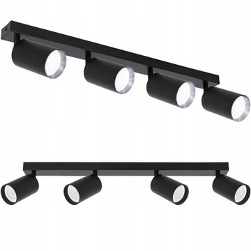 Lampa sufitowa Listwa Szyna spot Kinkiet LED 4x GU10 Poczwórny DŁUGA czarna