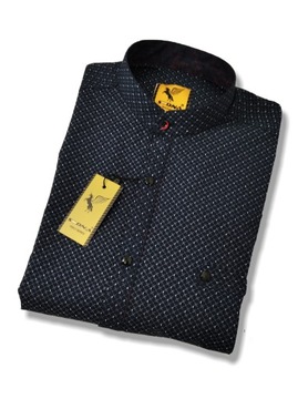 РУБАШКА МУЖСКАЯ, ТЕМНО-СИНЯЯ С УЗОРОМ [SDN 697] РАЗМЕР: M 39/40