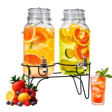2x 4l słój z kranikiem słoje ze stojakiem na lemoniadę drinki soki herbatę
