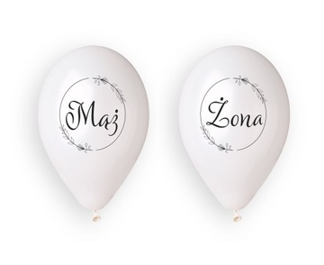 Balony MĄŻ I ŻONA 4szt 33cm białe