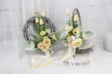 Весенний венок, украшение двери, тюльпаны, венок ЖЕЛТЫЙ