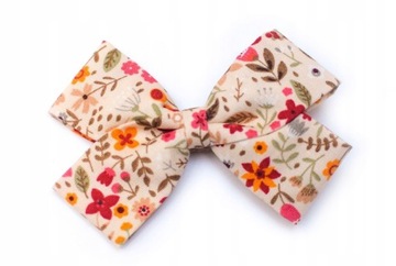 Spinka do włosów dla dziewczynki kokardka handmade beż w kwiatuszki