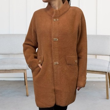 ALPAKA DAMSKA PŁASZCZ KURTKA SWETER CIEPŁA KOŁNIERZ NAPY WYGODNA KOLOR 2274