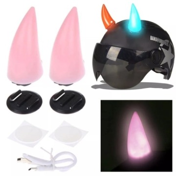 Светящиеся рожки для шлема - LED 1 шт. Розовый