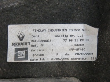 POLIČKA KUFRU RENAULT TRAFIC II 7700312809