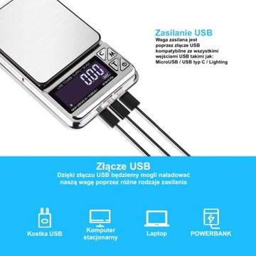 WAGA JUBILERSKA ELEKTRONICZNA 0,01G 1000G 1KG USB