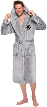 PAWKA ТЕПЛЫЙ, ДЛИННЫЙ МУЖСКОЙ ХАЛАТ С КАПЮШОНОМ, XL