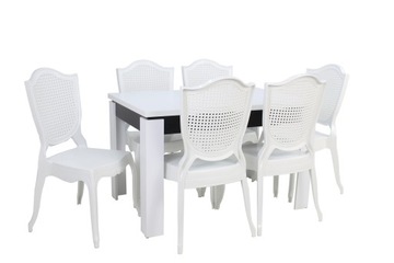 Zestaw 6 krzesła + stół 80x120/160 STYLIZOWANE