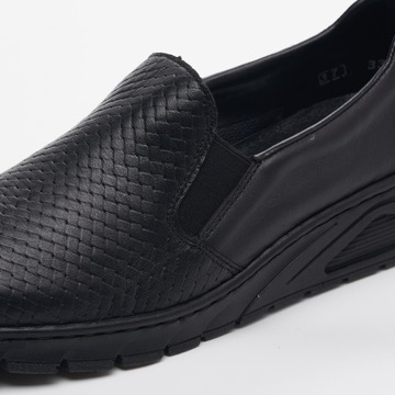 RIEKER buty, półbuty, czarne damskie skóra N3363