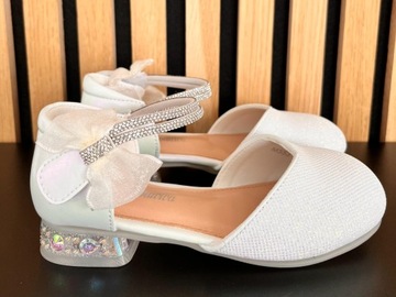 Белые блестящие балетки на высоком каблуке для девочек IZA 34